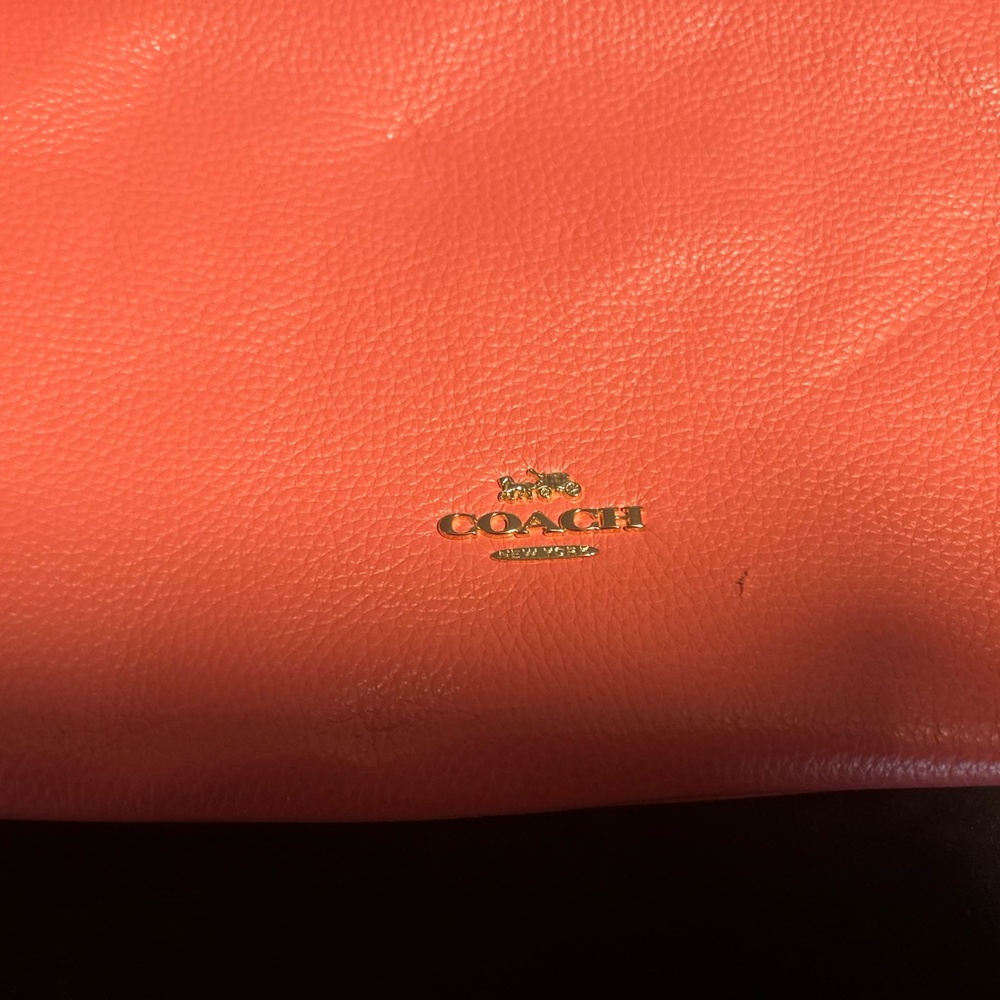 Coach Vibrant Coral Leather Shoulder Bag & Wallet